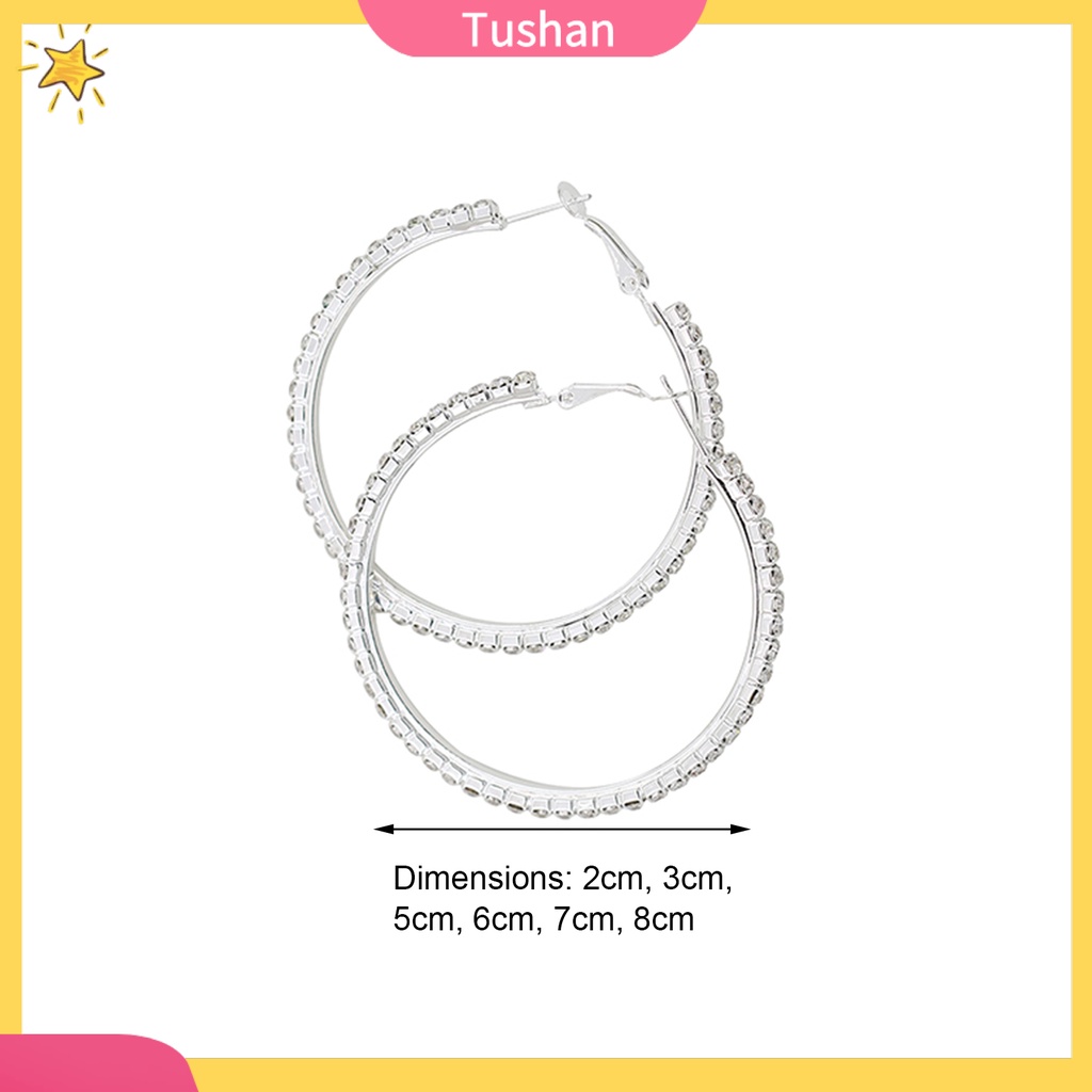 Đôi khuyên tai kiểu tròn đính kim cương nhân tạo cho nữ