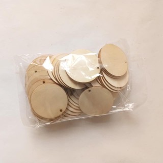 Gói 50 miếng gỗ tròn 5cm (có đục lỗ)