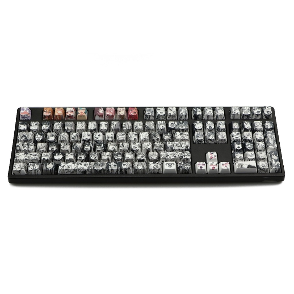 Nắp Phím PBT 108 Ahegao Keycap Anime Nhật Bản Nhuộm Thăng Hoa Mẫu OEM Cho Công Tắc Cherry Gateron Kailh Cơ Khí