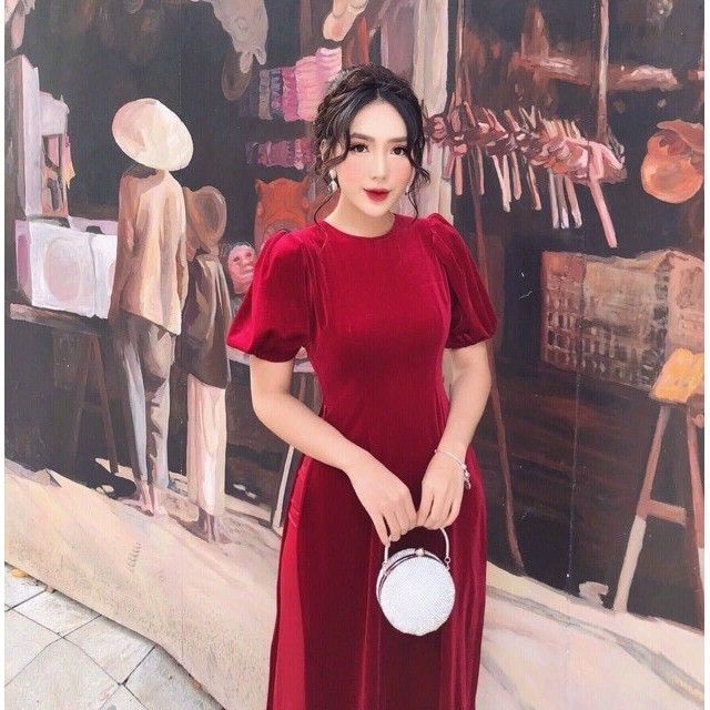 Áo dài cách tân tay phồng
