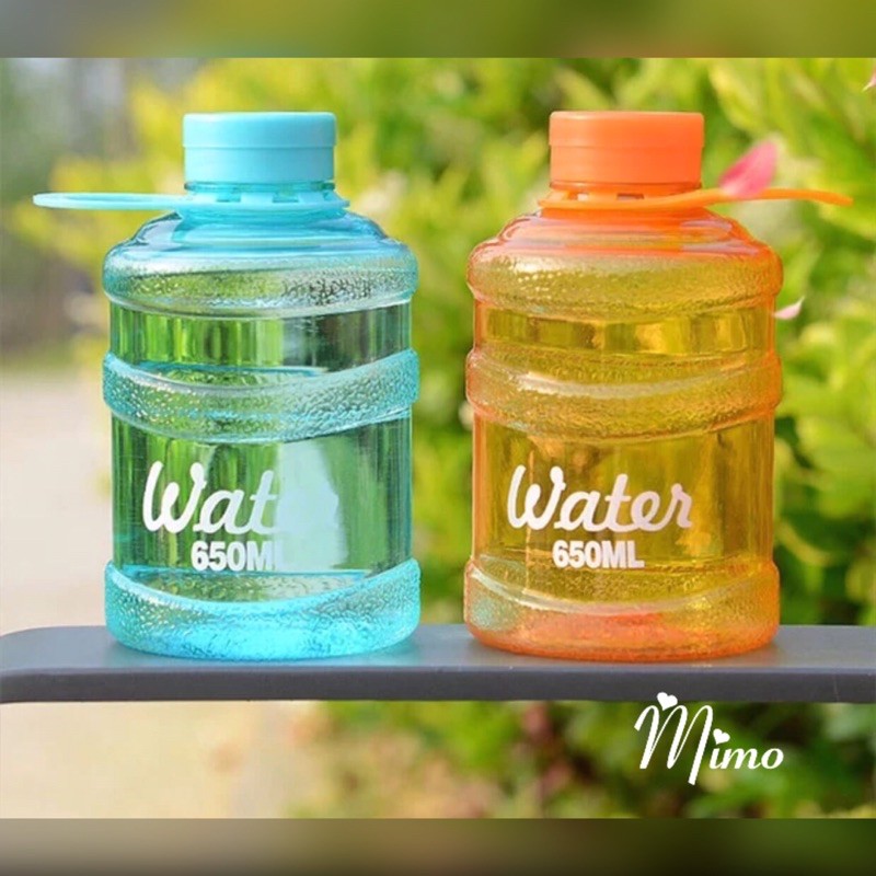 [HÀNG MỚI] Bình nước nhựa trong Water có quai cầm tiện lợi nhiều  phong cách Hàn quốc dung tích 650ml