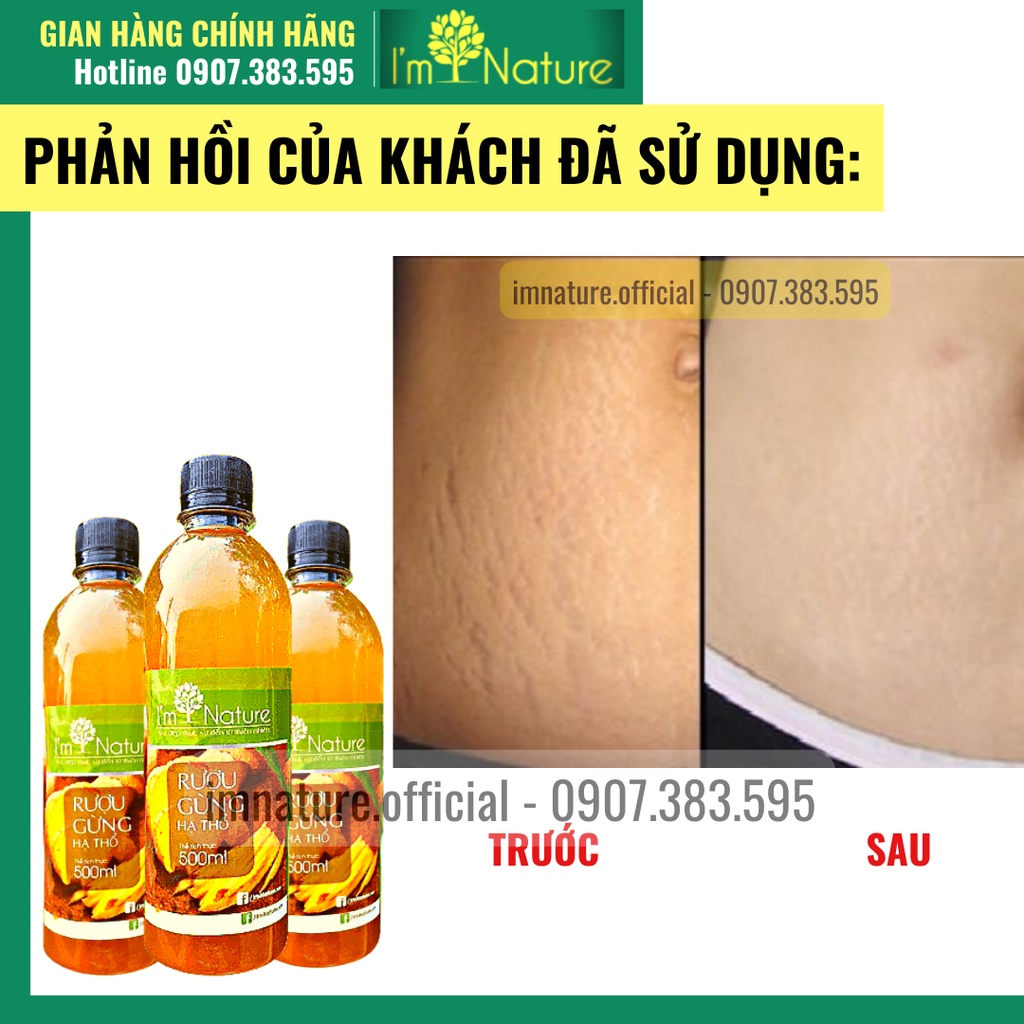 Rượu Gừng Hạ Thổ I'm Nature Giúp Giảm Mỡ - Đánh Gió - Phòng Ngừa Cảm Cúm 500ml