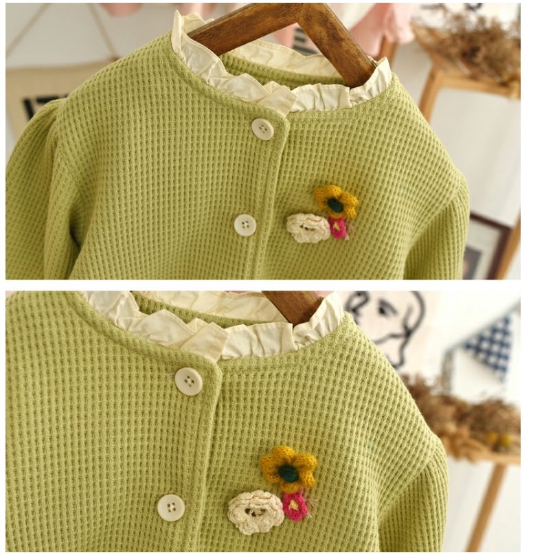 Áo Khoác Cardigan Len Dày Cài Nút Thời Trang Xuân Thu Cho Bé Gái