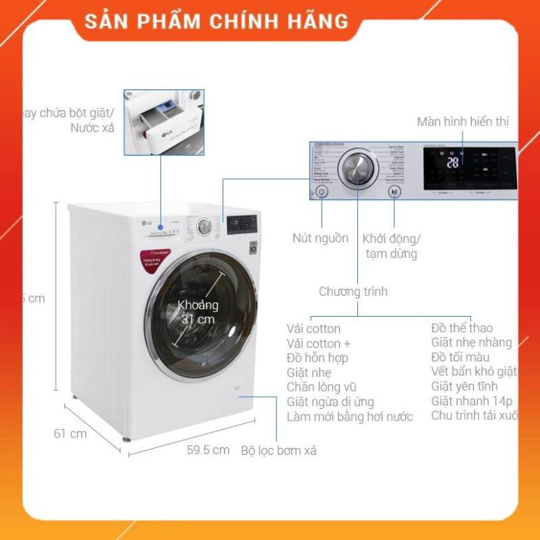 [ VẬN CHUYỂN MIỄN PHÍ KHU VỰC HÀ NỘI ] Máy giặt LG lồng ngang 9kg màu trắng FC1409S2W