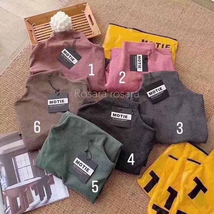 Áo Thun Giữ Nhiệt Nữ Motie Trơn, Áo Len Cổ Lọ Siêu Ấm, Co Giãn 4 Chiều Túi Zip , Áo Nữ Cổ 3 Phân Dài Tay [HÀNG LOẠI 1] | BigBuy360 - bigbuy360.vn
