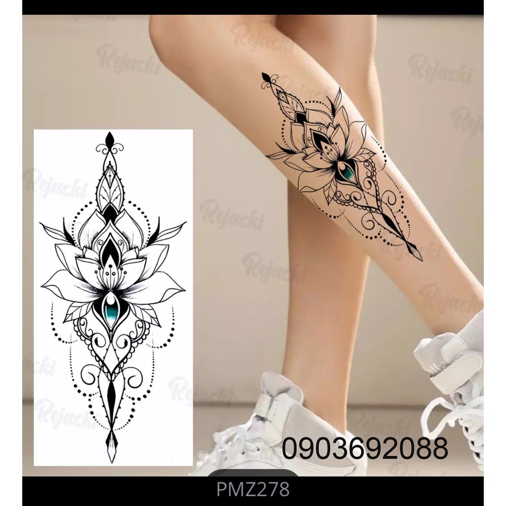 Hình xăm dán - tattoo sticker hoa văn đẹp 19 x 9cm