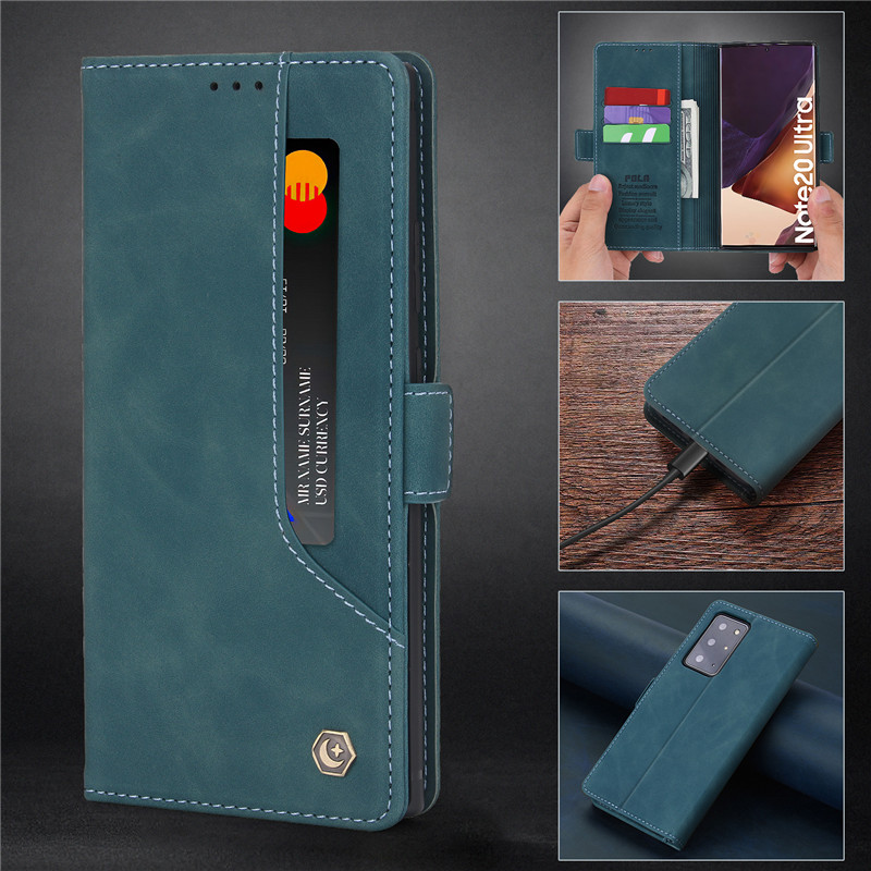 Bao Da Điện Thoại Dạng Ví Nắp Lật Hít Nam Châm Có Nhiều Ngăn Đựng Thẻ Cho Samsung Note20 Ultra / Note10 / Note9 / S22 / S23+ S23Ultra / A23