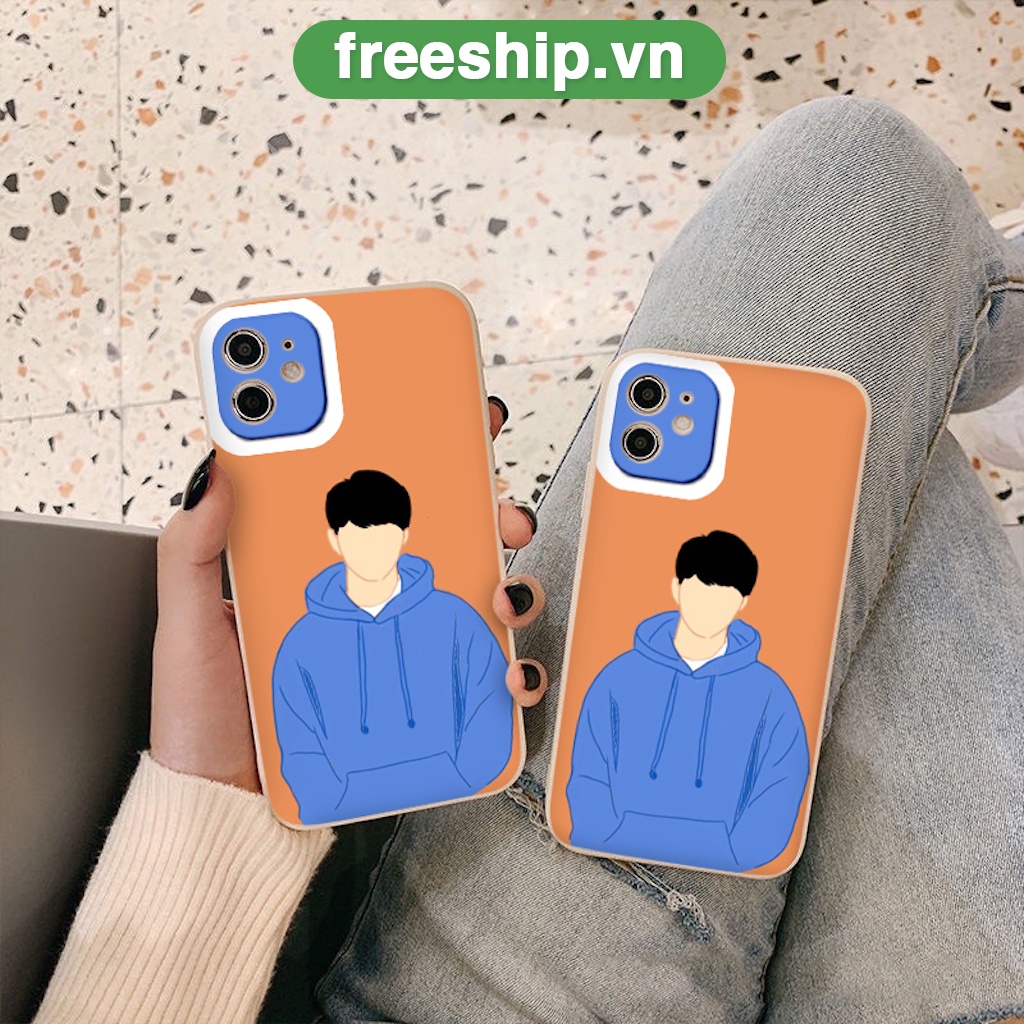 Ốp lưng iphone hot boy áo xanh nền cam bảo vệ camera ốp iphone6/6plus/6s/6splus/7/7plus/8/8plus/x/xr/xs/11/12/13/pro/ma