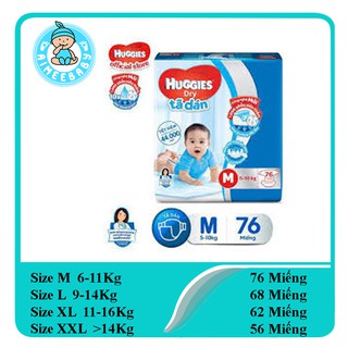 [Chính hãng] Tã dán Huggies Dry Super Jumbo M76/L68/XL62/XXL56