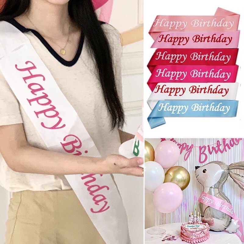 Dây đeo chéo, ruy băng Happy birthday, birrhday girl, birthday queen