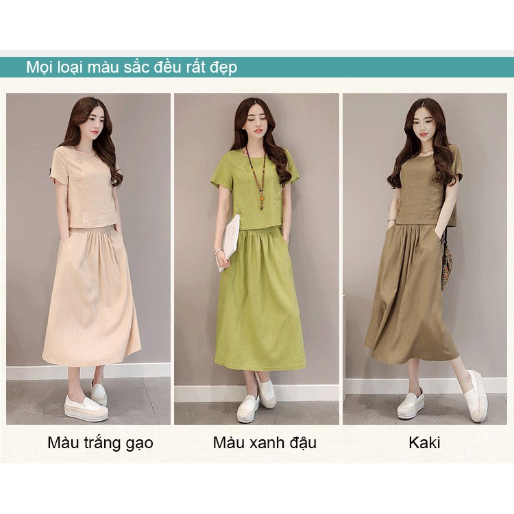 Bộ 2 Sản Phẩm Vải Lanh Cotton Màu Trơn 2 Lớp