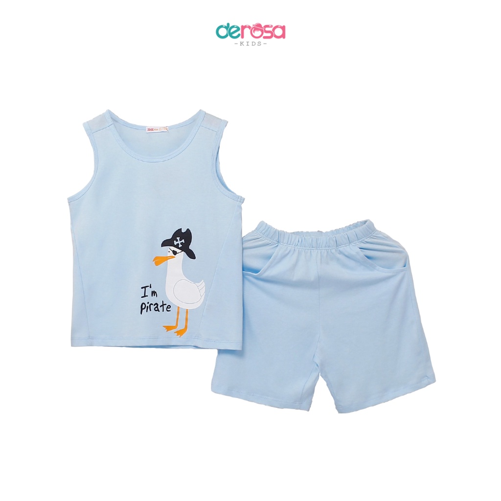 Bộ quần áo bé trai DEROSA KIDS đồ bộ ba lỗ cotton cho bé  | 2 - 6 tuổi |  ASKD049B