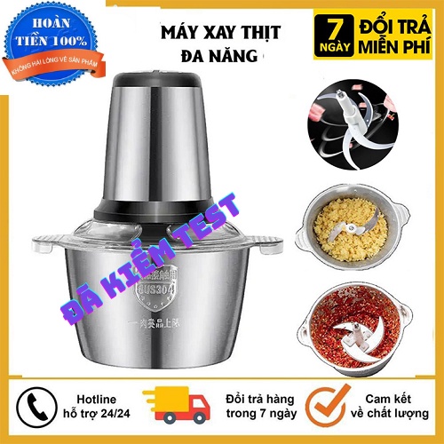 [ 𝑯𝑨̀𝑵𝑮 𝑪𝑨𝑶 𝑪𝑨̂́𝑷 ] Máy xay thịt đa năng cối Inox 304 dung tích 2L 4 lưỡi dao bằng thép sinh tố tỏi tiêu thức ăn