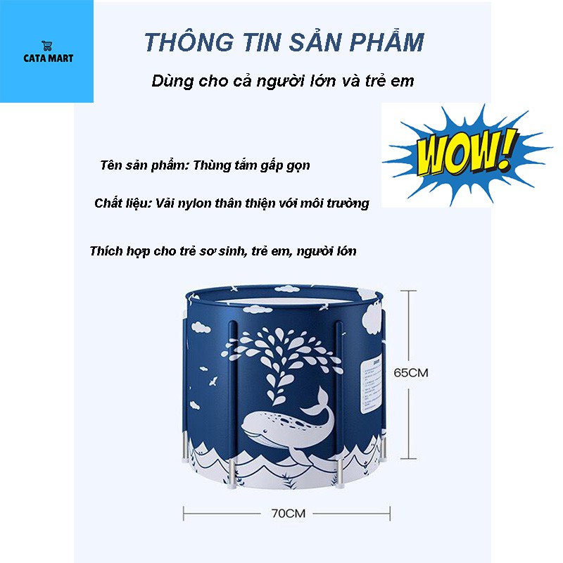 BỒN TẮM, CHẬU TẮM VẢI gấp gọn tiện lợi, 6 lớp giữ nhiệt dùng cho mọi lứa tuổi - LB126211