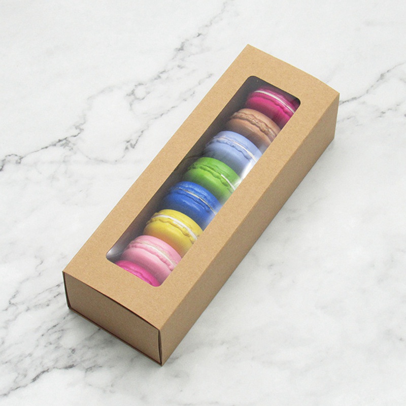 Hộp Giấy Kraft Trong Suốt Đựng Bánh Macaron Tiện Dụng