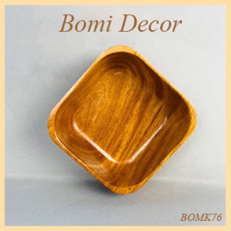 Tô gỗ decor BOMI - Tô gỗ đựng đồ ăn gỗ đỏ hình vuông siêu đáng yêu BOMK76