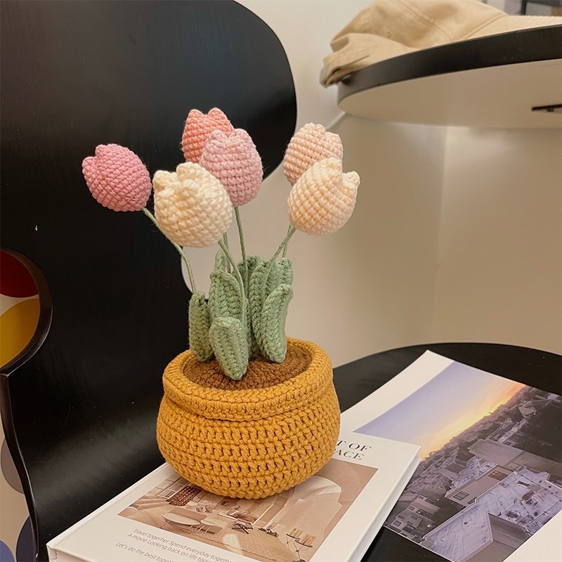 DIY Gói Nguyên Liệu Móc Chậu Hoa Len - Quà Tặng Handmade Tự Làm Decor SJHY0407