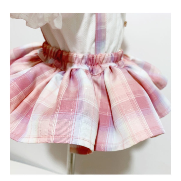 Bộ áo sơ mi thắt nơ + chân váy yếm thời trang mùa hè cho bé gái