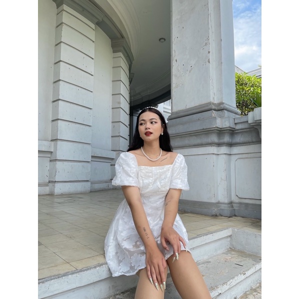 Đầm voan hoa nổi bigsize LÉNA