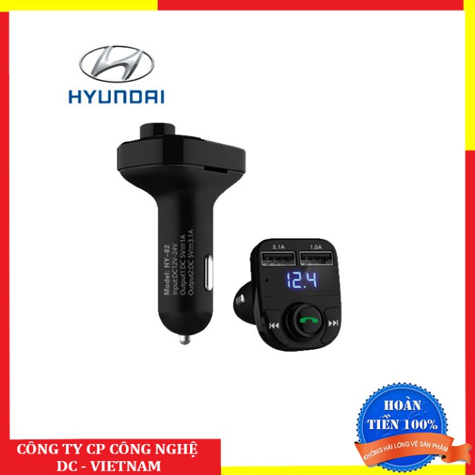 Sản phẩm  Tẩu nghe nhạc ô tô nhãn hiệu Hyundai HY-82: QC3.1A và 1A, Micro SD 32G, USB định dạng FAT32, hỗ trợ dung lượng