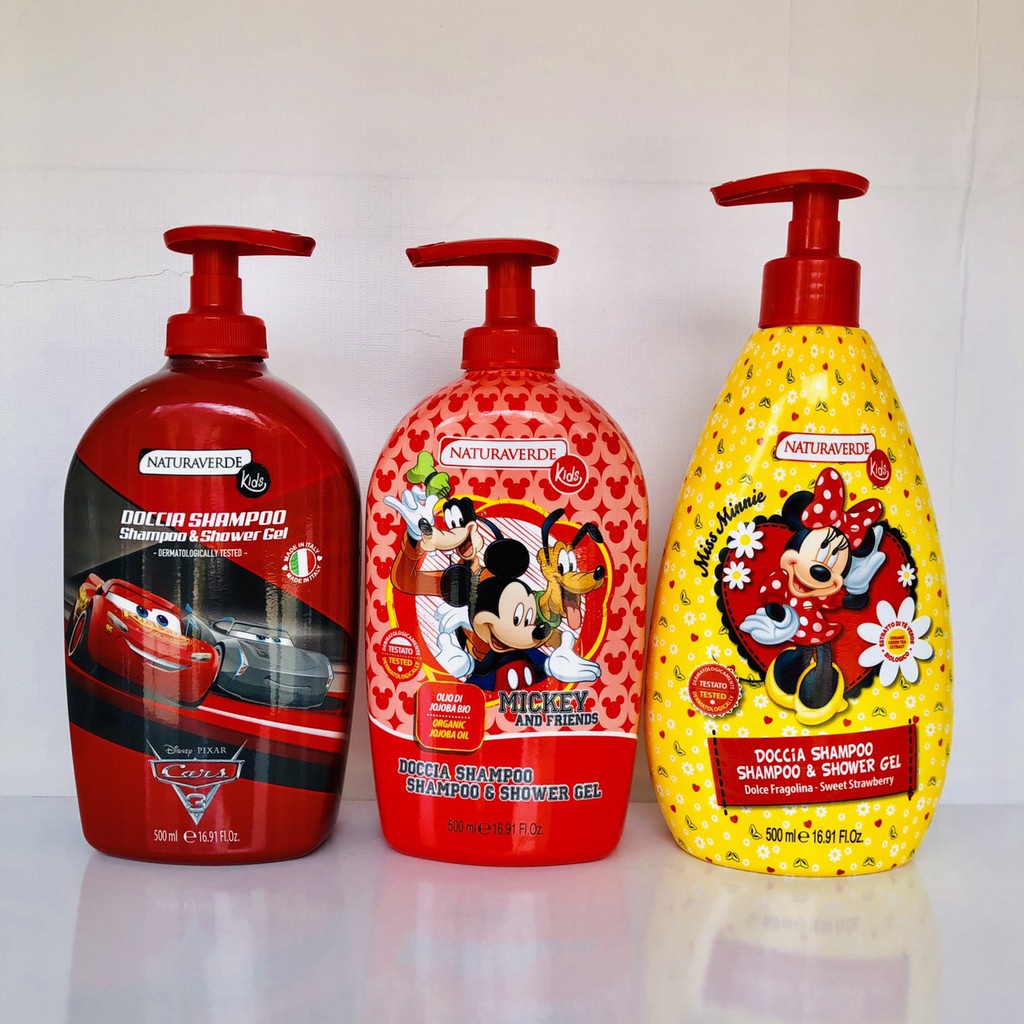 [Tặng gel khô 100ml] Gel tắm gội trẻ em Minnie Sodico chiết xuất trà xanh hữu cơ 500ml