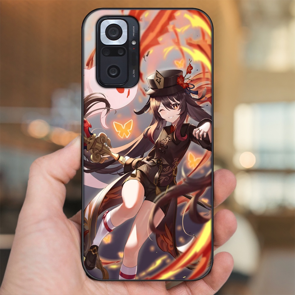 Ốp lưng Xiaomi Redmi Note 10 Pro viền đen in hình Hutao Genshin Impact