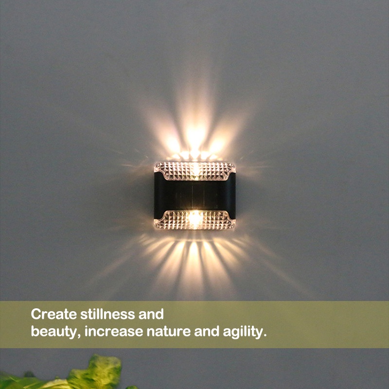 Bộ 2 Đèn Led Năng Lượng Mặt Trời Chống Thấm Nước Trang Trí Hàng Rào Sân Vườn / Ban Công / Nhà Kính