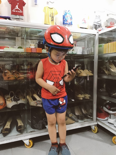 [10-22kg] Bộ ba lỗ thun cotton mẫu siêu nhân sz Nhí cho bé