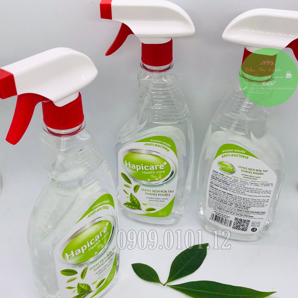 Dung dịch rửa tay kháng khuẩn Hapicare+ chính hãng, dung dịch xịt khuẩn chai vòi xịt 500ml | BigBuy360 - bigbuy360.vn