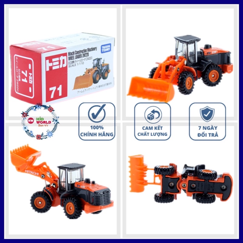 Xe mô hình Tomica Box Tải cần cẩu Hitachi Construction Machinery Wheel Loader ZW220. MS: 499. Tỷ lệ 1:110.