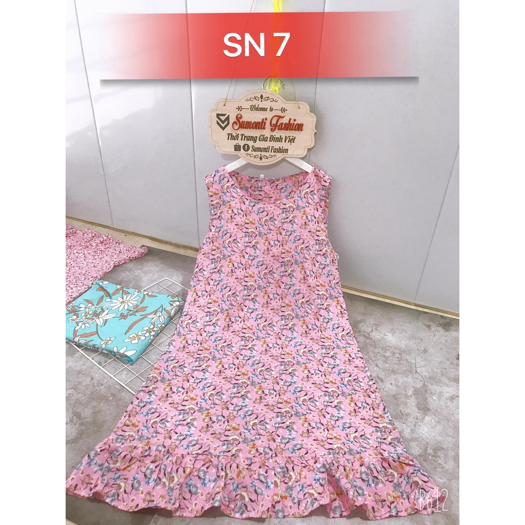 Váy/đầm vải lanh lụa suông ⚡𝗙𝗿𝗲𝗲 𝘀𝗵𝗶𝗽⚡ mặc nhà cho nữ 42-72kg