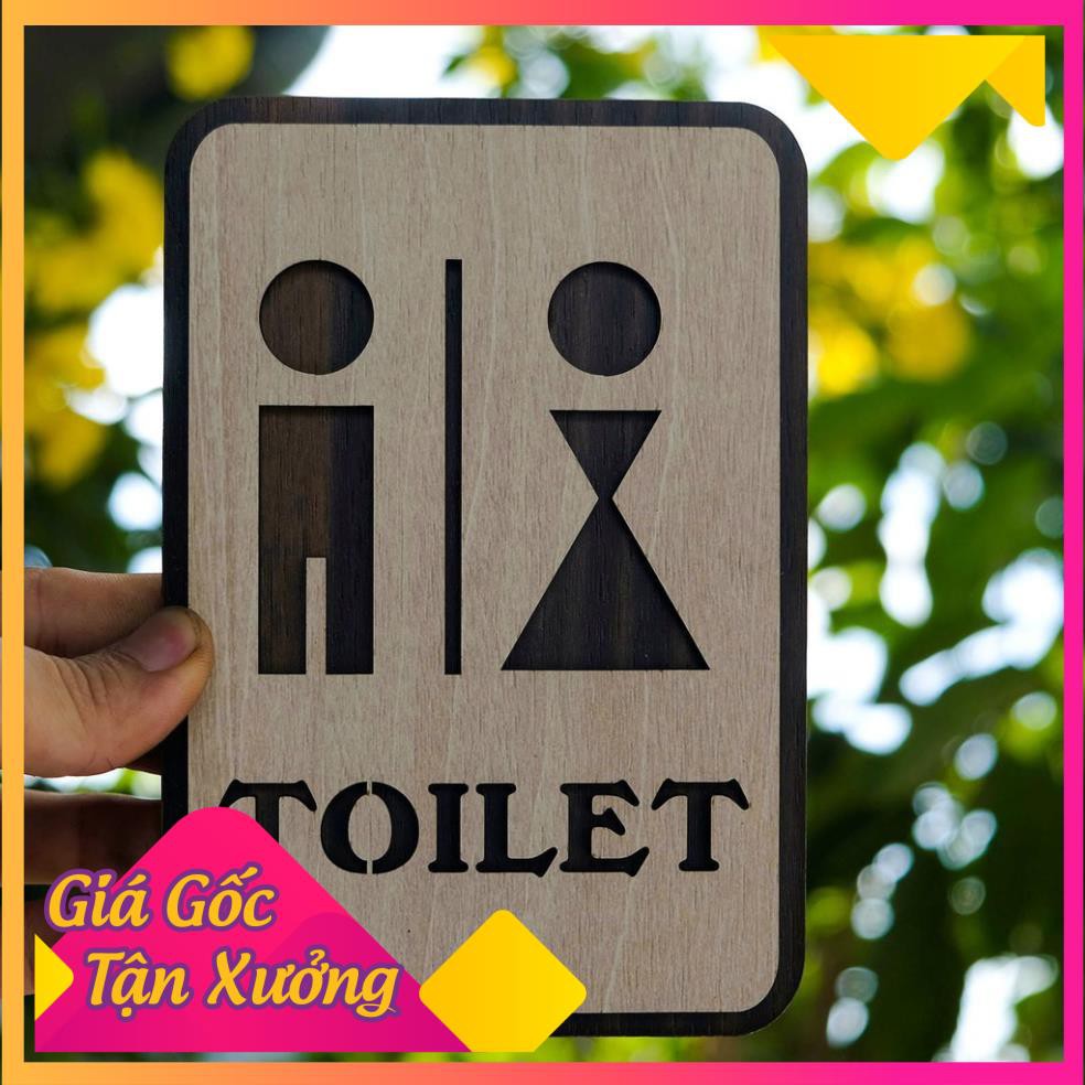 Bảng toilet Nam vs Nữ bằng gỗ 155x120mm | trang trí homestay