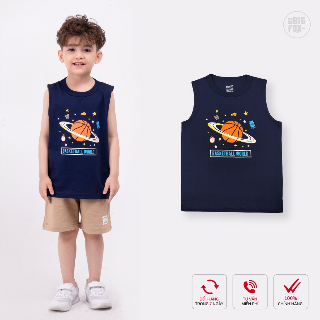 Áo ba lỗ bé trai BIGFOX - MISS MEOW chất cotton mền mịn họa tiết khủng long size trẻ em 3,4,5,6,7,8 tuổi