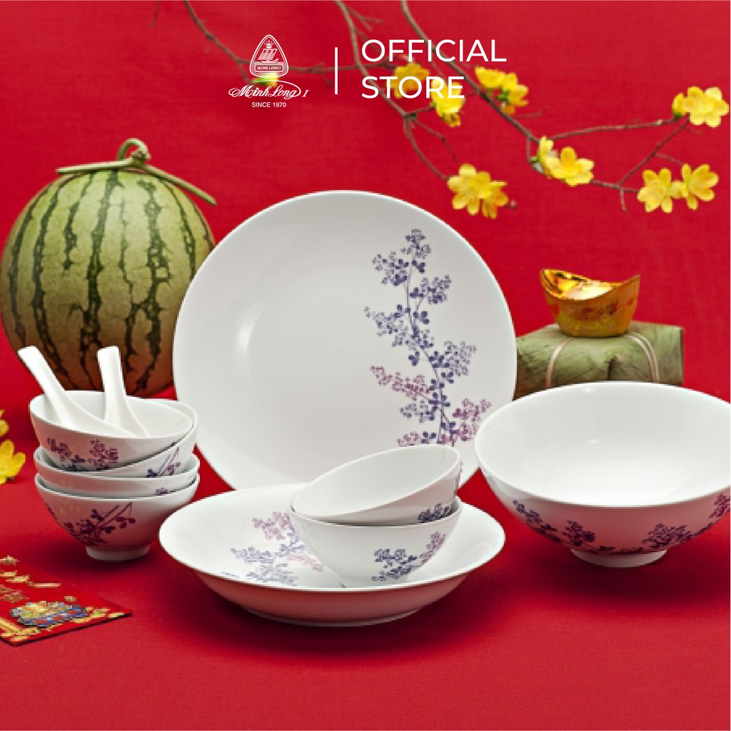 Bộ 10 chén sứ cao cấp Minh Long 11.5 cm - Daisy - Cỏ Tím