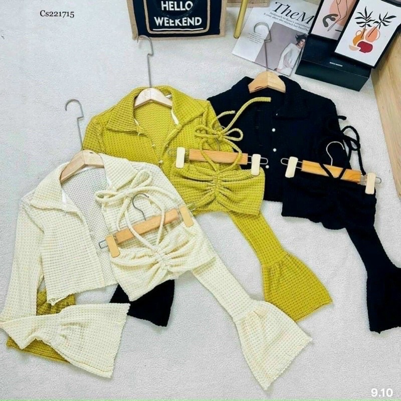 Sét áo xốp tổ ong tay loe