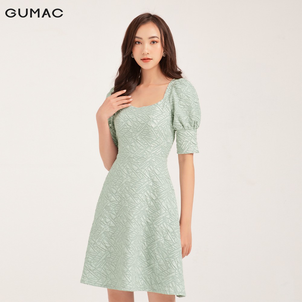 Đầm ôm nữ GUMAC vải gấm cao cấp, thiết kế thời trang màu xanh DB1167 – GUMAC >>> top1shop >>> shopee.vn