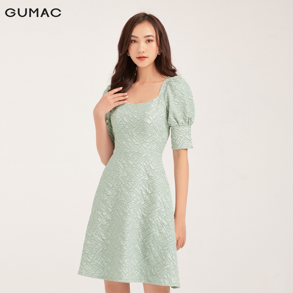 Đầm ôm nữ GUMAC vải gấm cao cấp, thiết kế thời trang màu xanh DB1167 | BigBuy360 - bigbuy360.vn