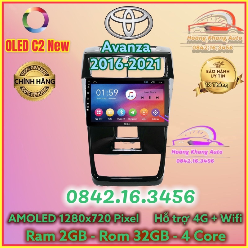 Màn hình Android OLED C2 New theo Avanza 2016 - 2021, 9 inch Kèm dưỡng và jack nguồn zin theo xe