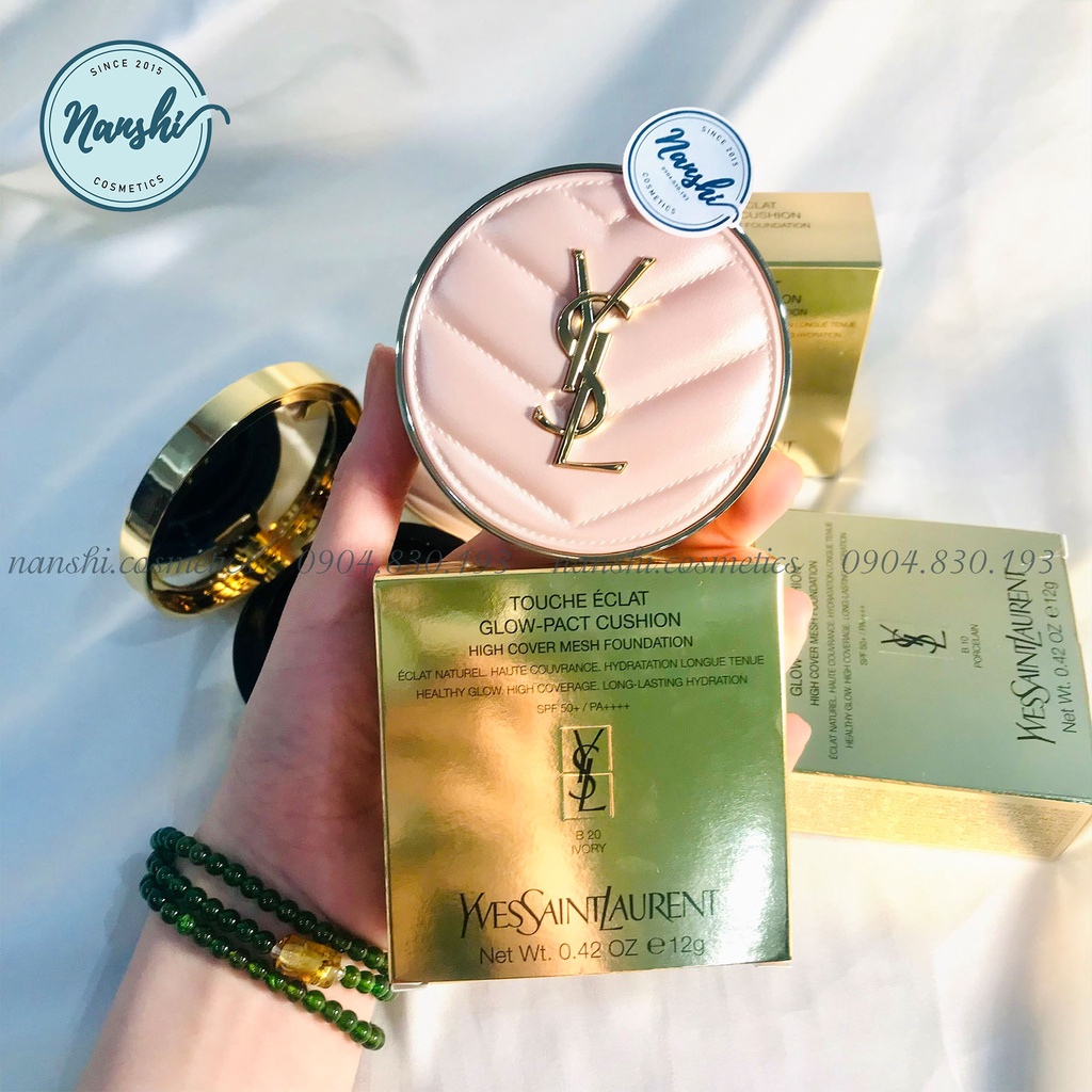 Phấn nước YSL Touche Eclat Glow-Pact Cushion High Cover Mesh Foundation 2022