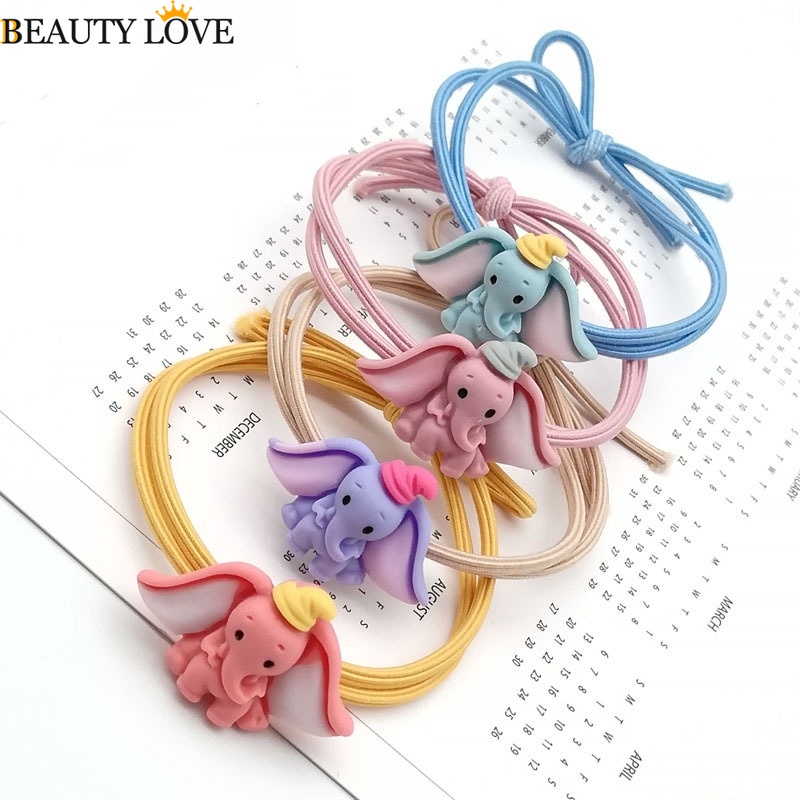 [Mới] Dây Buộc Tóc Đuôi Ngựa Co Giãn Mềm Co Giãn Cao / Dây Buộc Tóc Đuôi Ngựa Bằng Acrylic Hình Voi Dumbo Hoạt Hình Nhiều Màu Sắc