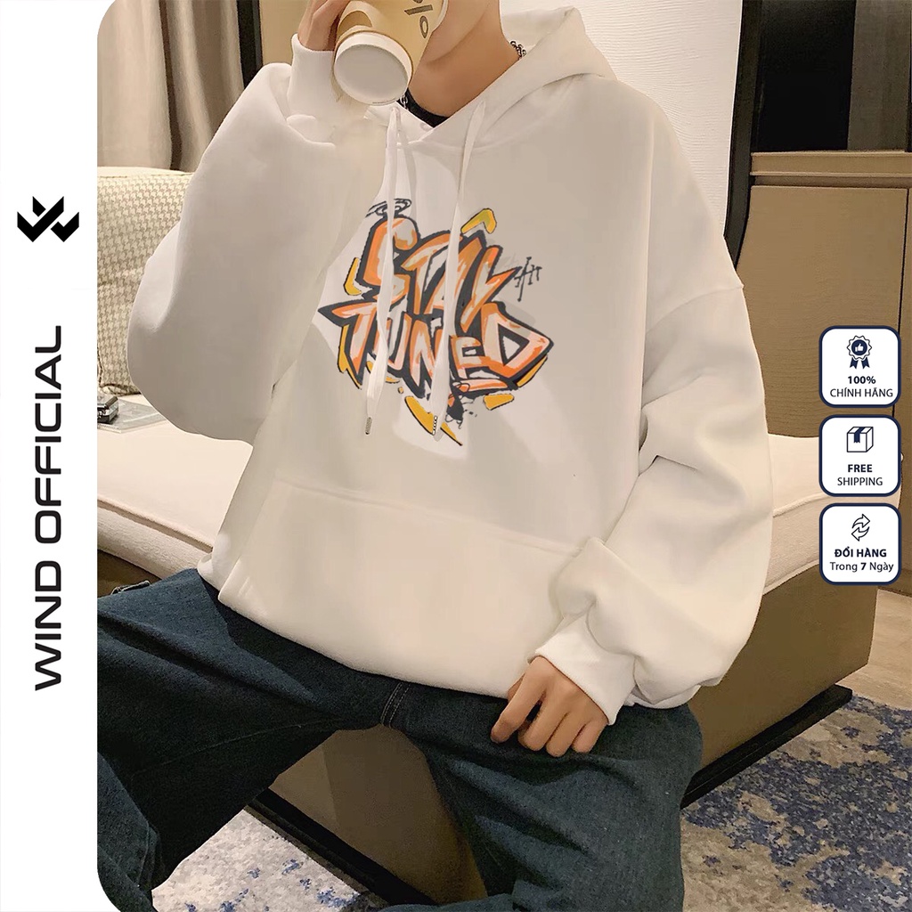 Áo hoodie unisex WIND form rộng nỉ nam nữ STAY TUNED HD11 thời trang thu đông oversize | BigBuy360 - bigbuy360.vn