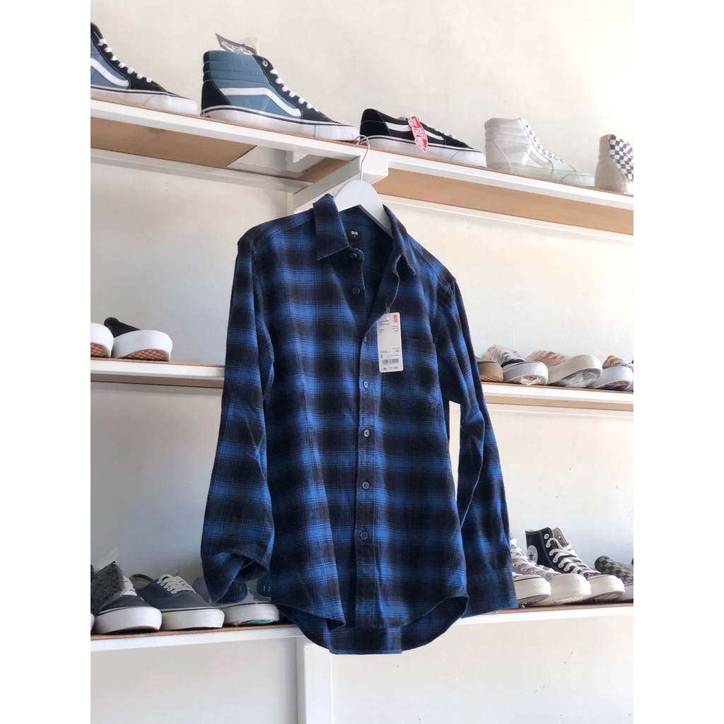 Áo sơ mi caro - Uniqlo Box (66 xanh dương)