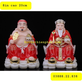 Cặp thần tài ông địa đá 8in cao 20cm mẫu mới cao cấp