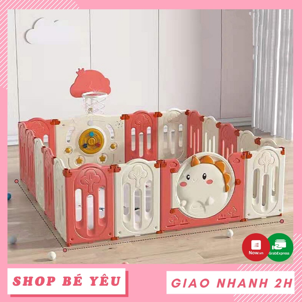 Quây nhựa cho bé  𝑭𝒓𝒆𝒆𝒔𝒉𝒊𝒑  Bộ quây cũi nhựa cao cấp an toàn cho bé hình khủng long 9BABY màu đỏ