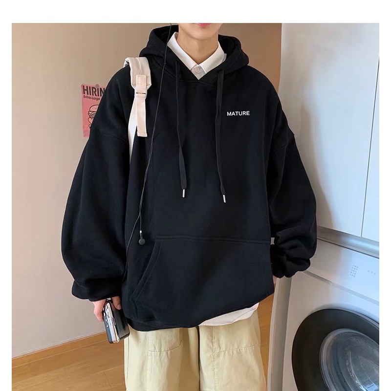 Áo Hoodie Dáng Rộng In Chữ Trẻ Trung Cá Tính Cho Nam Giới