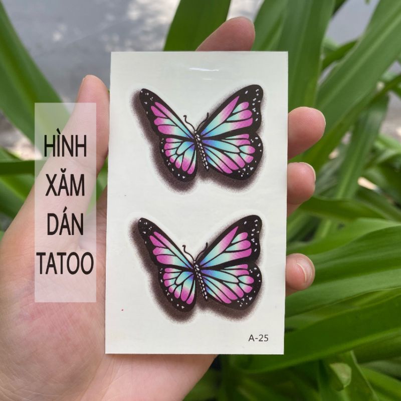 Hình xăm bướm butterfly 3d a25. Xăm dán tatoo mini tạm thời, size &lt;10x6cm