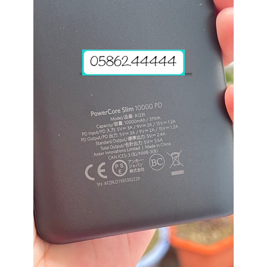 [Mã 254ELSALE giảm 7% đơn 300K] Sạc dự phòng Anker 10.000mAh A1231 PD3.0 max 18w nhập Mỹ new nobox