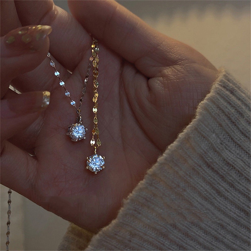 Vòng cổ mặt đính đá zircon thời trang ngọt ngào dành cho nữ