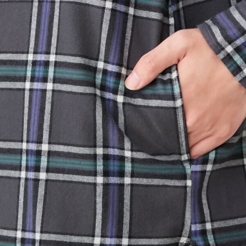 Áo sơ mi nam dài tay kẻ caro flannel dòng oversize thời trang, năng động của GU - Nhật