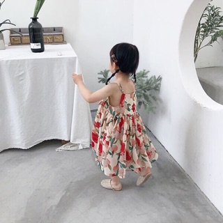váy 2 dây hoa đại cho bé gái